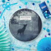 Herten met gewei in een schaduwrijk bos - bruiloft papieren bordje (Feest)