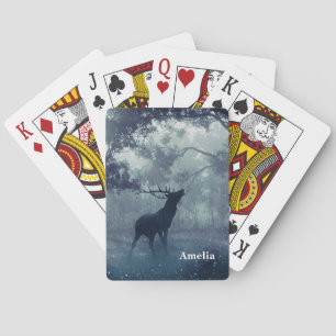 Herten met gewei in een schaduwrijk bos pokerkaarten