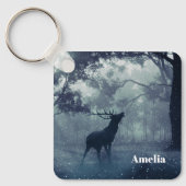 Herten met gewei in een schaduwrijk bos sleutelhanger (Voorkant)