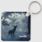 Herten met gewei in een schaduwrijk bos sleutelhanger (Achterkant)