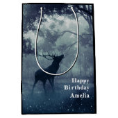 Herten met gewei in een schaduwrijk bos - Verjaard Medium Cadeauzakje (Voorkant)