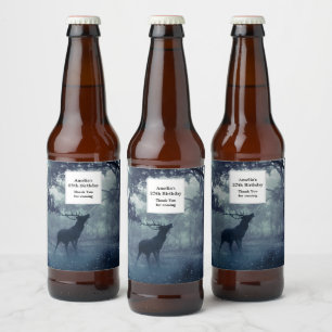 Herten met gewei in een schaduwrijk bos verjaardag bier etiket