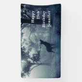 Herten met gewei in een schaduwrijk bos verjaardag spandoek (Verticaal)