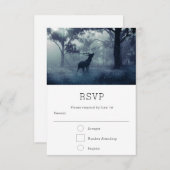 Herten met gewei in Shadowy Forest Wedding RSVP Kaartje (Voorkant / Achterkant)