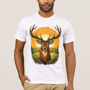 Herten met Geweien Zonsondergang Bos Jager Cadeau T-shirt