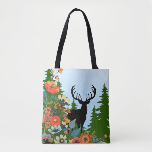 Herten met groot rek uit Forest Blue Sky Tote Bag (Voorkant)