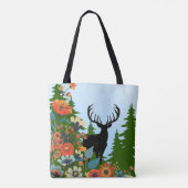 Herten met groot rek uit Forest Blue Sky Tote Bag (Achterkant)