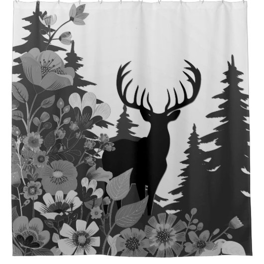 Herten met groot rek uit het bos douchegordijn (Voorkant)
