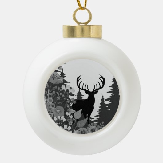 Herten met groot rek uit het bos keramische bal ornament (Voorkant)