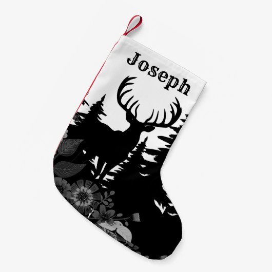 Herten met groot rek uit het bos kleine kerstsok (Voorkant (Hangend))