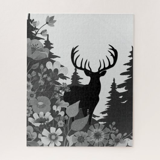 Herten met groot rek uit het bos legpuzzel (Verticaal)
