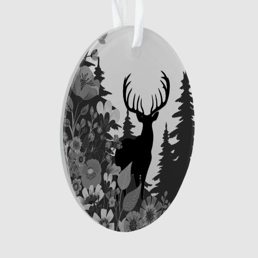 Herten met groot rek uit het bos ornament (voorkant)