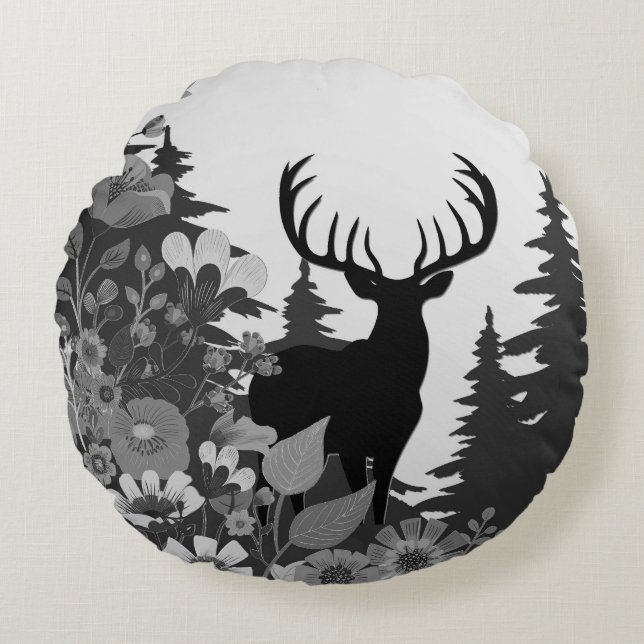 Herten met groot rek uit het bos rond kussen (Voorkant)