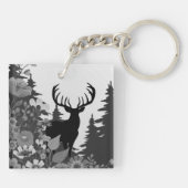 Herten met groot rek uit het bos sleutelhanger (Achterkant)