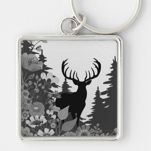 Herten met groot rek uit het bos sleutelhanger (Voorkant)