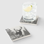 Herten met groot rek uit het bos stenen onderzetter (Zijkant)