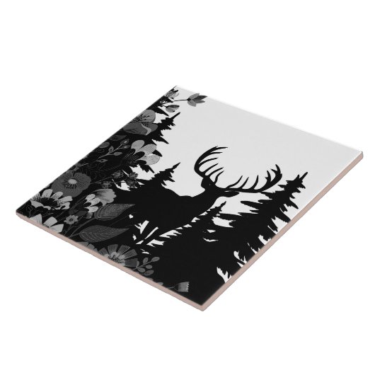 Herten met groot rek uit het bos tegeltje (Zijkant)