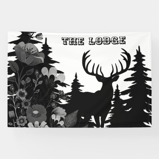 Herten met groot rek uit het bos The Lodge Custom Spandoek (Horizontaal)