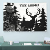 Herten met groot rek uit het bos The Lodge Custom Spandoek (Beurs)