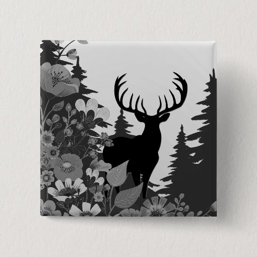 Herten met groot rek uit het bos vierkante button 5,1 cm (Voorkant)