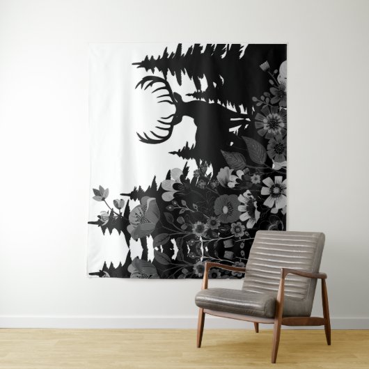 Herten met groot rek uit het bos wandkleed (In situ)