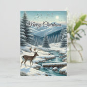 Herten met Kerstmis een Winter Wonderland Flat Kaa Feestdagenkaart (Staand voorkant)