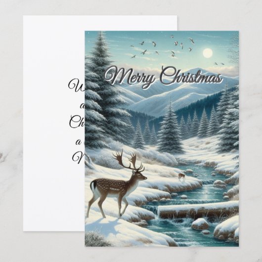 Herten met Kerstmis een Winter Wonderland Flat Kaa Feestdagenkaart (Voorkant / Achterkant)