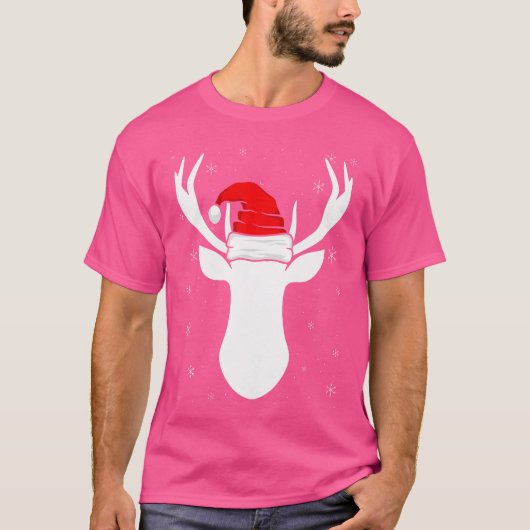 Herten met kerstmuts kerstjacht t-shirt (Voorkant)