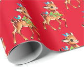  herten met kersttanden cadeaupapier (Rol Hoek)