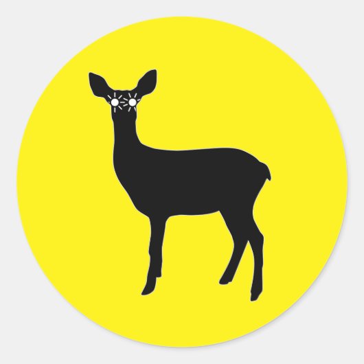 Herten met koplampen - ronde sticker (Voorkant)