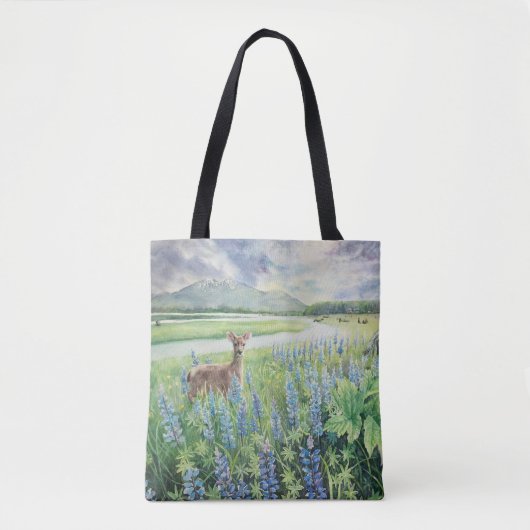 Herten met Lupine van Alaska Canvas tas (Voorkant)