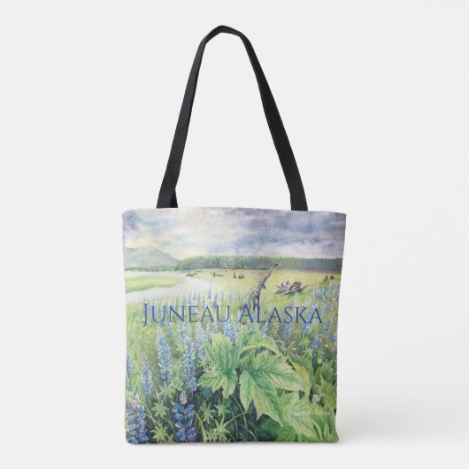 Herten met Lupine van Alaska Canvas tas (Achterkant)