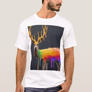 Herten met Rainbow Drip Design: vet en artistiek T-shirt