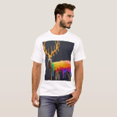 Herten met Rainbow Drip Design: vet en artistiek T-shirt (Voorkant volledig)