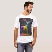 "Herten met Rainbow Paint Dripping Design" T-shirt (Voorkant volledig)