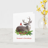 Herten met Red Bird Season's Greetings Kaart (Gele Bloem)