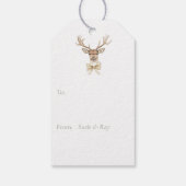 Herten met strik Kerstmis Cadeaulabel (Achterkant)