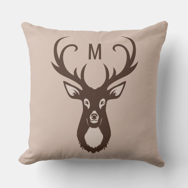 Herten met uw Monogram gooi kussens (Voorkant)