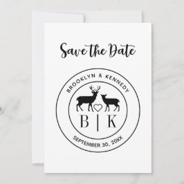 Herten Monogram Landelijke Landelijke Huwelijks Ko Save The Date