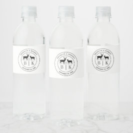 Herten Monogram Rustieke Landelijke Trouw Koppel N Waterfles Etiket