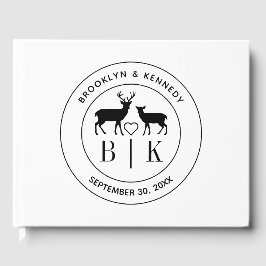 Herten Monogram Rustieke Landelijke Trouwdatum Ech Gastenboek