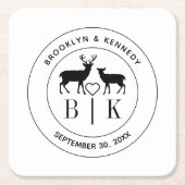 Herten Monogram Rustieke Landelijke Trouwdatum Ech Kartonnen Onderzetters (Voorkant)