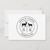 Herten Monogram Rustisch Landelijke Trouwdatum Ech RSVP Kaartje (Achterkant)