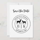 Herten Monogram Rustisch Landelijke Trouwdatum Ech Save The Date (Voorkant)