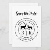 Herten Monogram Rustisch Landelijke Trouwdatum Ech Save The Date (Voorkant / Achterkant)
