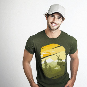 Herten Natuur Grafisch Groen T-shirt