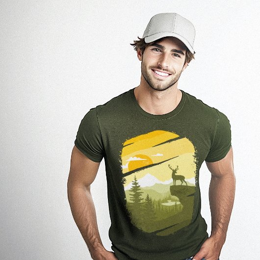 Herten Natuur Grafisch Groen T-shirt