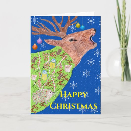 Herten Natuur Kerstmis Kaart (Voorkant)