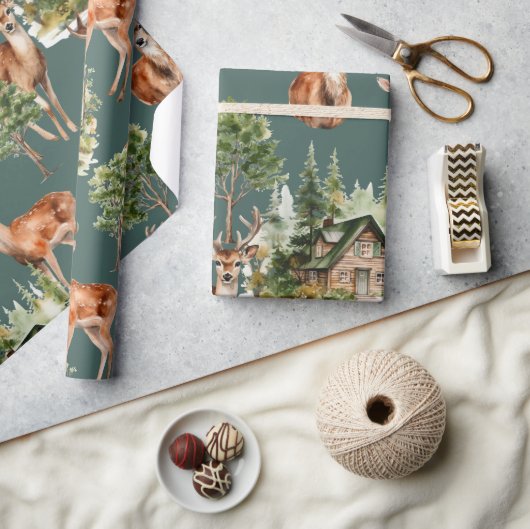 Herten Natuur Wildlife Rustieke Vakantie Kerstmis Cadeaupapier (Crafts)