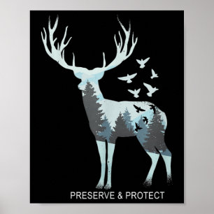 Herten - Natuurlijk bosdier - Behoud & Bescherm Poster